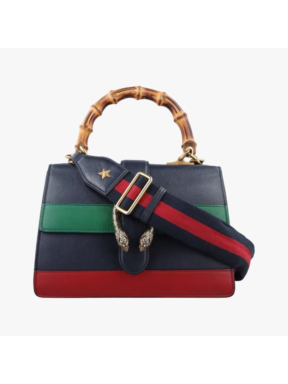 Gucci Dionysus Bamboo Black Green Red Leather Shoulder Bag